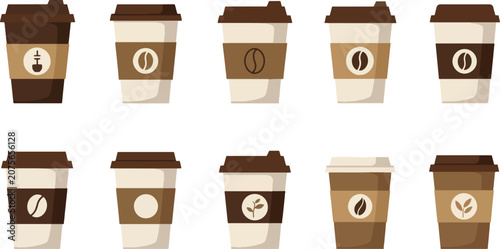 Coffee disposable cups illustration collection