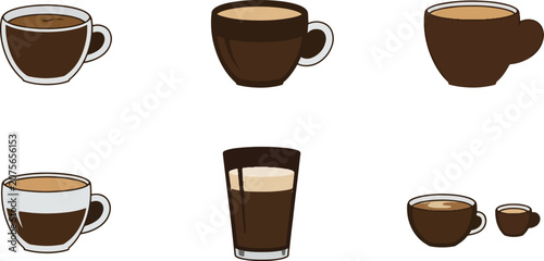 Coffee drinks illustration variety