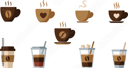 Coffee drink illustrations variety