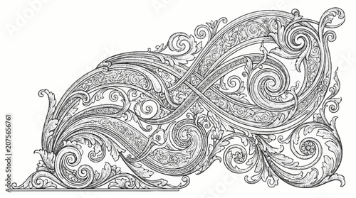 Fotografie Intricate decorative swirling floral pattern design.