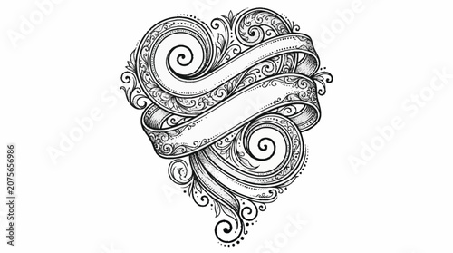 Fényképezés Intricate Heart Design with Swirls.