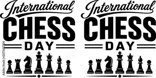 Принти на полотні International Chess Day Bold Typography with King Chess Piece Black and White Il