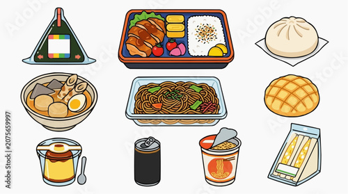 Japanese Convenience Store Food Illustration Set