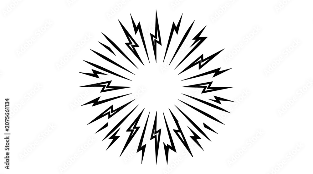 Obraz premium Black lightning bolt graphic design element.