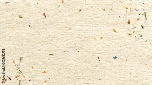 Ivory handmade paper with subtle fiber textures and very tiny colorful fleck. Organic and recycled mulberry paper background