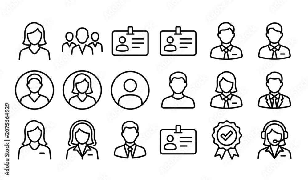 Fototapeta premium Business User Profile Vector Icon Collection with Professional Avatars Corporate Roles and Identity Symbols