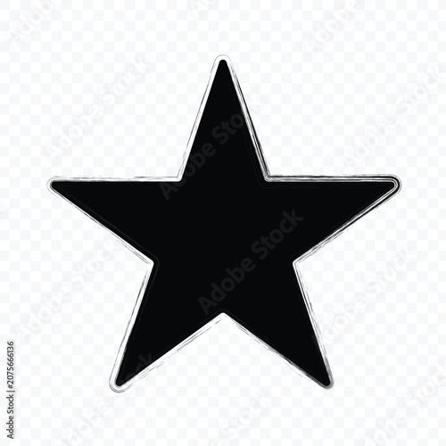 Simple black five-point star icon isolated on a transparent background, featuring a bold minimalist shape suitable for symbols, ratings, badges, logos, stickers, user interface design