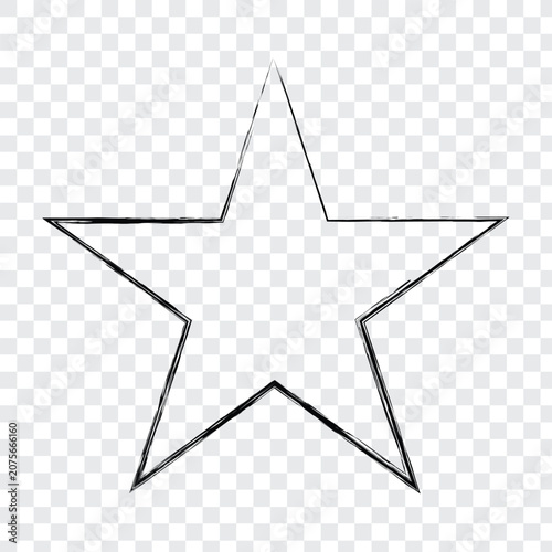 Simple Five Point Star Outline Icon Isolated on Transparent Background, Minimal Black Line Symbol for Design, Logo, Decoration, Education, Clipart, and Creative Projects