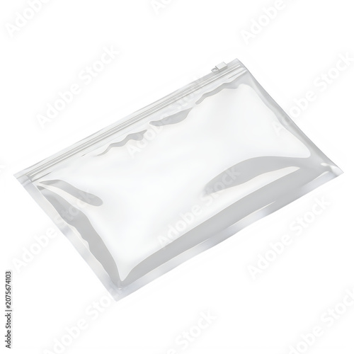 Clear plastic pouch sealed with zipper closure