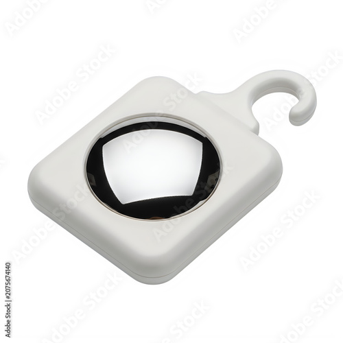 Minimalist hook hanging from a square tag