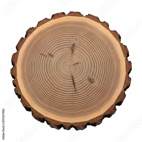 Wooden slice showing natural growth rings pattern