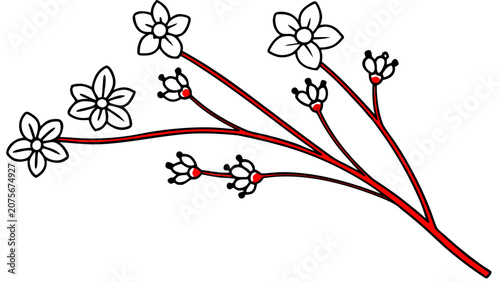 Elegant Floral Background with Birds and Cherry Blossom Branches Japanese Spring Nature Vector Illustration Design Elements for Cards Patterns and Decorative Art