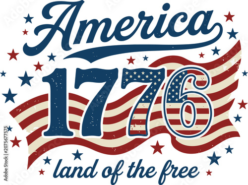 Patriotic vector, American flag design, 1776 Independence Day, Land of the free graphic