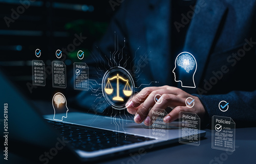 Quadro su tela Artificial intelligence ethics and legal policy compliance concept