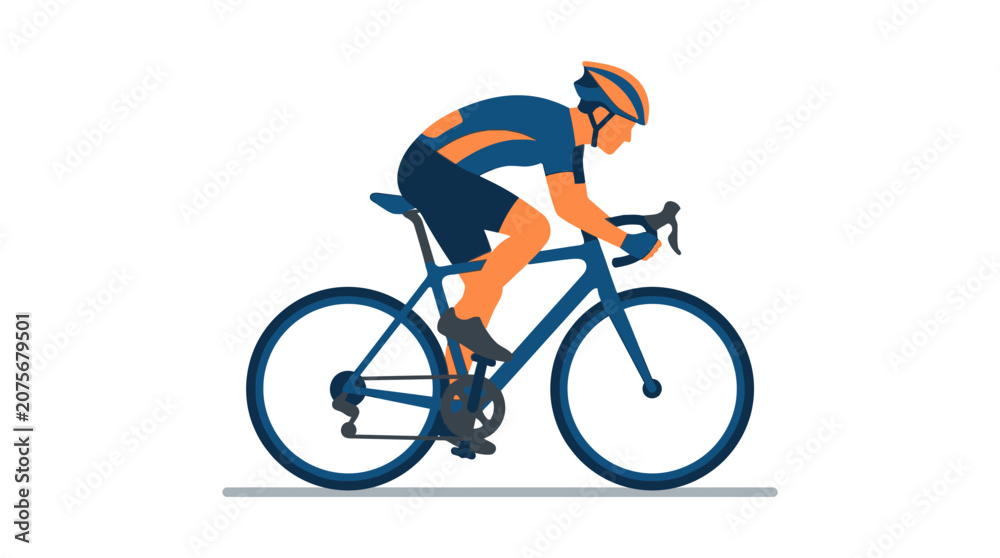 Fototapeta premium A professional cyclist riding a racing bicycle in a flat vector style