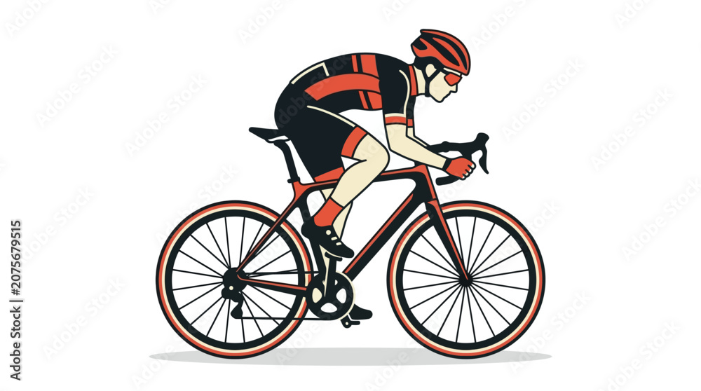 Fototapeta premium A professional cyclist riding a road bike in a racing position