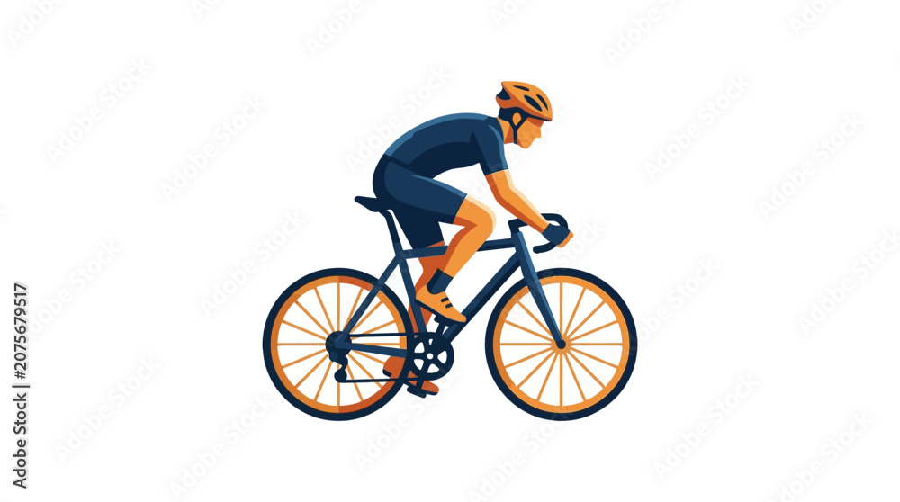 Obraz premium A stylized illustration of a professional cyclist riding a road bike
