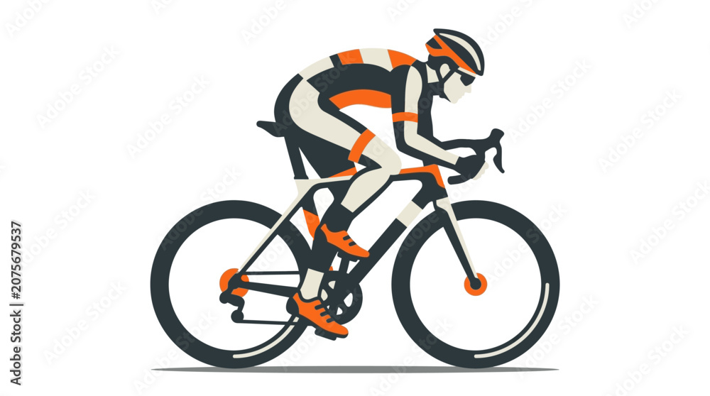 Naklejka premium A stylized illustration of a professional cyclist riding a racing bicycle