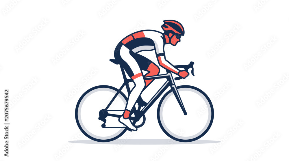 Obraz premium A stylized vector illustration of a professional cyclist riding a road bike
