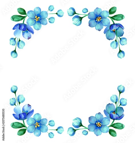 Romantische Karten Vorlage mit Blumen im Aquarell Technik	