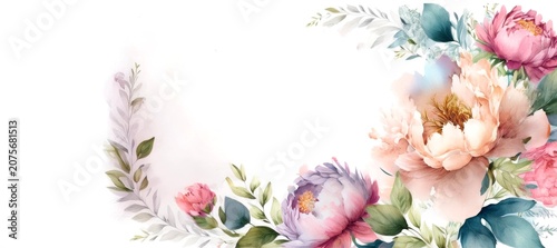 Romantische Karten Vorlage mit Blumen im Aquarell Technik	
