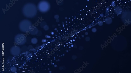 Blue technology background with a flowing wave of glowing digital data lights. This modern motion background is full HD and a seamless loop.