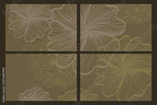 Minimalist Organic Flower Outline Texture Background Template for Cards