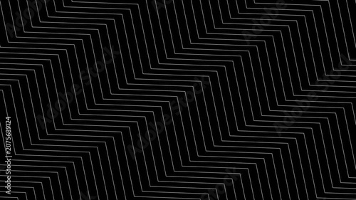 Simple grayscale zig zag lines pattern background with 3D optical illusion isometric effect. Full HD and looping animation.