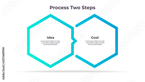 Business infographic template. Process chart with two options, steps. Vector chart.