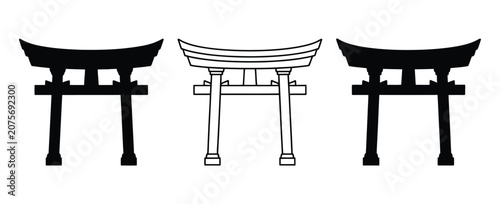 Schilderij op canvas Japanese torii gate vector illustration, cultural and spiritual holiday artwork