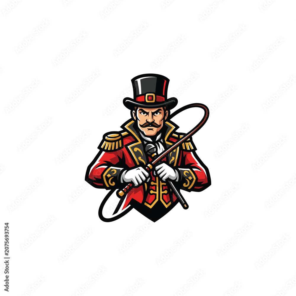Naklejka premium Cartoon Ringmaster Circus Character Portrait.