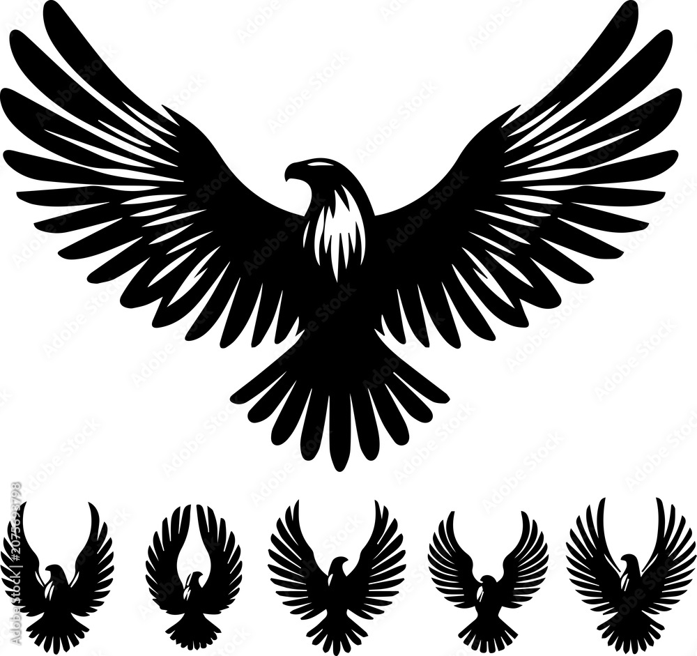 Fototapeta premium Majestic Eagle Flying Silhouette Symbolizing Freedom, Success, Strength, and Vision