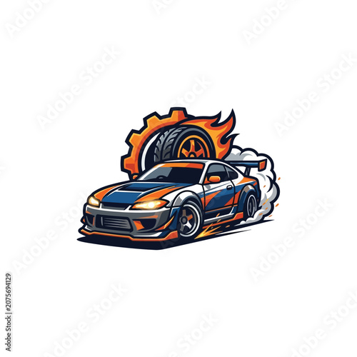 Speed Racing Car with Flame Design.