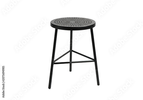 Black metal industrial bar stool.