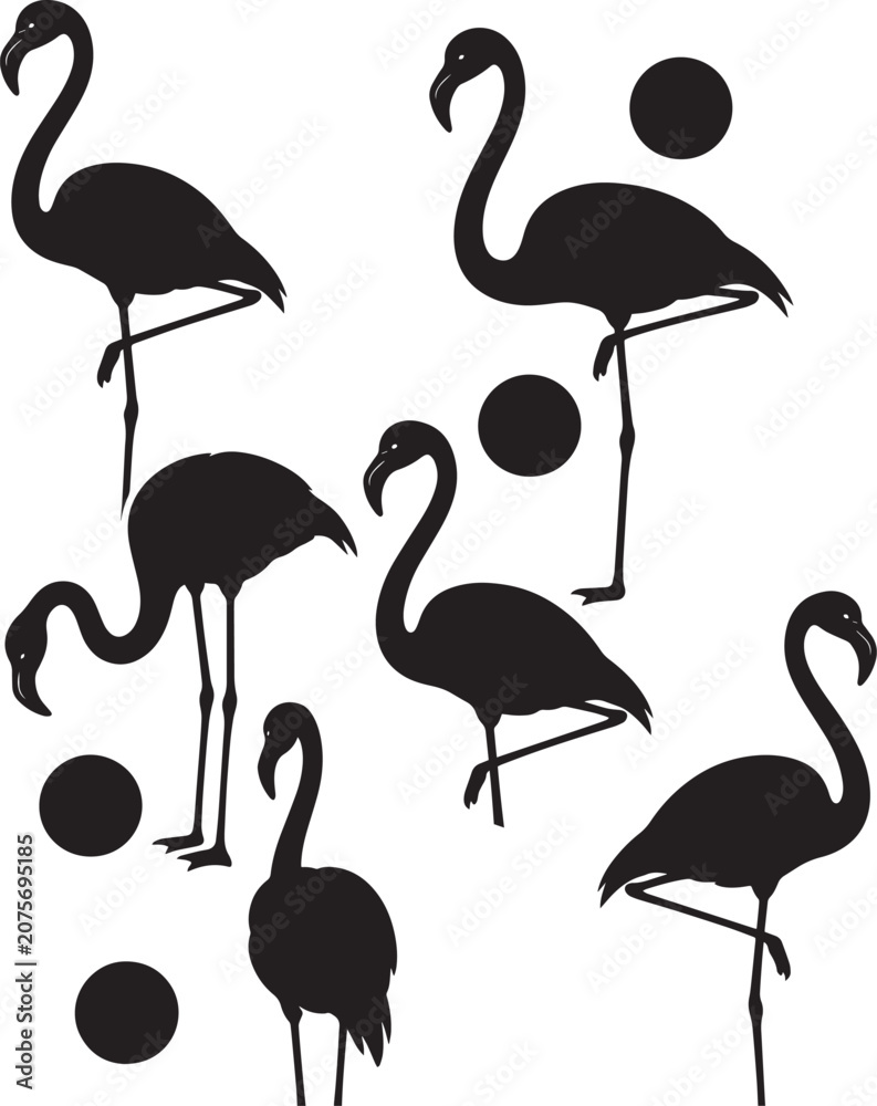 Obraz premium Elegant Tropical Flamingo Silhouette Minimal Shape Illustration Vector