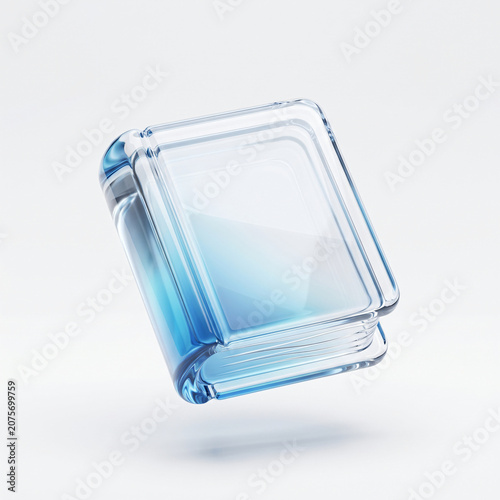 Premium Liquid Glass Book Icon – Transparent Glossy 3D Education Symbol