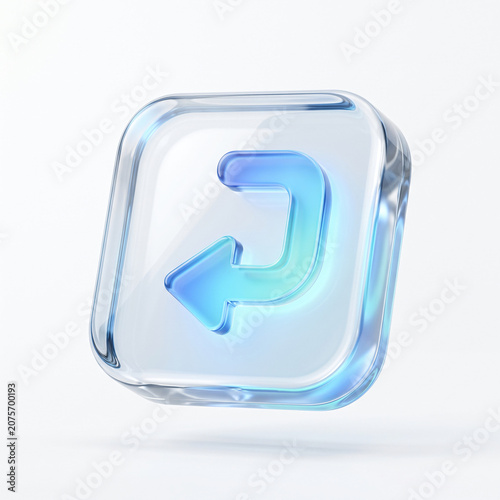 Premium Liquid Glass Enter Icon – Transparent Glossy 3D Medical Symbol