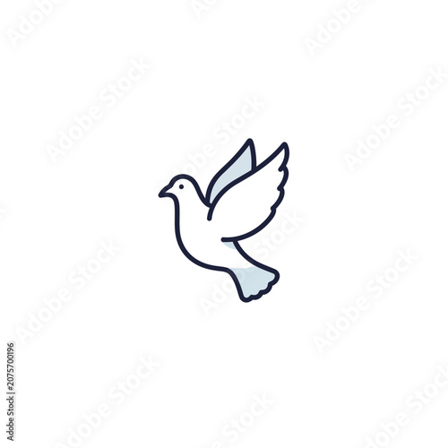 Minimalist flying white dove vector illustration icon for peace concept