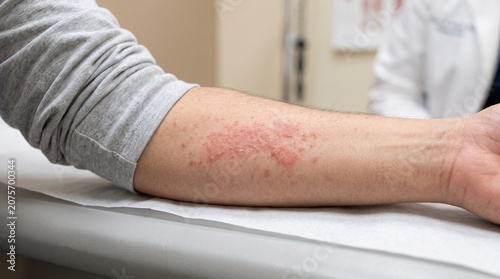 Close-up of skin condition on arm.