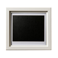 Blank instant photo frame with a black center, white border and subtle vintage paper texture, classic photo mockup isolated on transparent background

