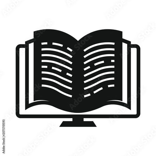 Open Quran Book Icon Black Silhouette on White Background Vector Style