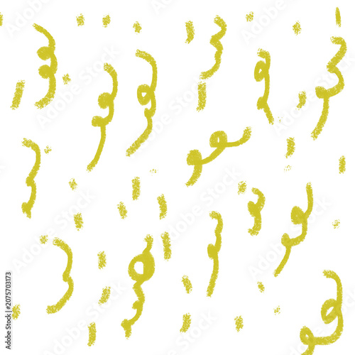 Yellow Hand Drawn Confetti. Grunge Chalk Party Decoration. Sketch Celebration Sprinkles Isolated on Transparent Background