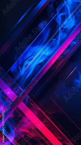 abstract geometric blue and red ai generated mobile wallpaper