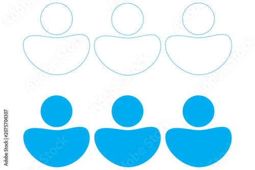 User icon showing minimal profile avatar and circle account symbol for contact management, login screens, and user interfaces