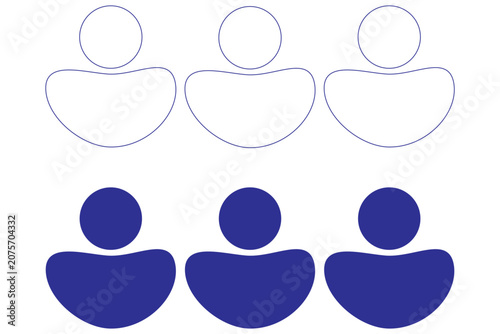 User icon showing minimal profile avatar and circle account symbol for contact management, login screens, and user interfaces