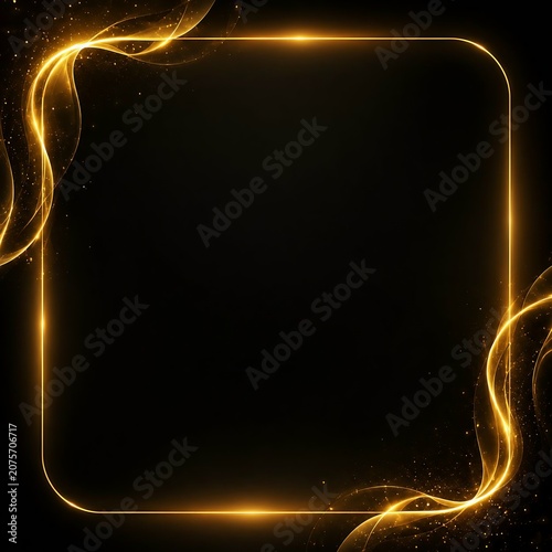 golden glowing frame on a black background, characterized by a smooth, rounded square shape.