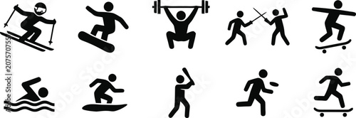 Quadro su tela Black silhouette icons of people doing sports