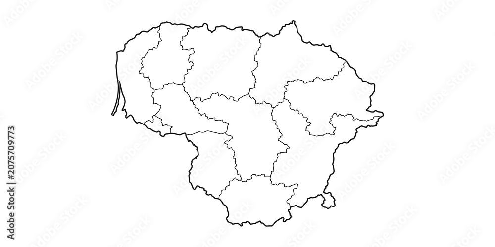 Fototapeta premium Map of lithuania with administrative divisions isolated on transparent background