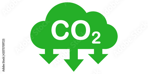 Konstfotografi Green co2 carbon dioxide cloud icon with downward arrows representing carbon seq