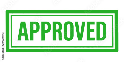 Tableau sur toile Green approved rectangular stamp isolated on transparent background